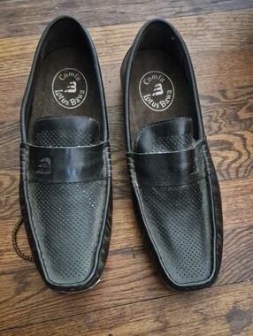 Lotus Bawa Men’s Black Perforated Leather Slip-On Loafers